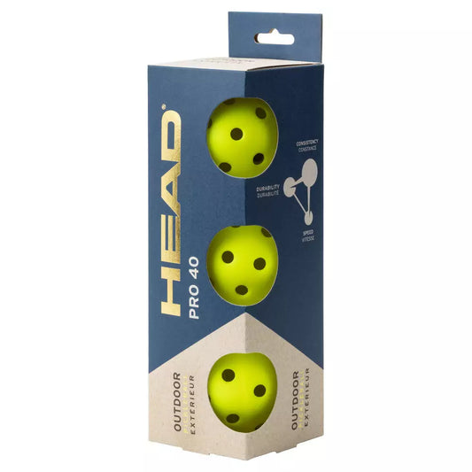 HEAD Pro 40 Pickleball (1 Box/3 Balls) 557025 - Bola Pickleball