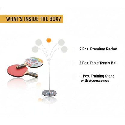 Table Tennis Rebound Trainer for Solo Practice | Ping Pong Training Set with Elastic Ball & Adjustable Stand | Indoor Outdoor Table Tennis Practice Kit for Kids, Beginners & Adults